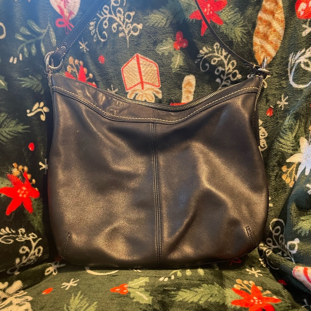 Coach Genuine Leather Black Shoulder Bag